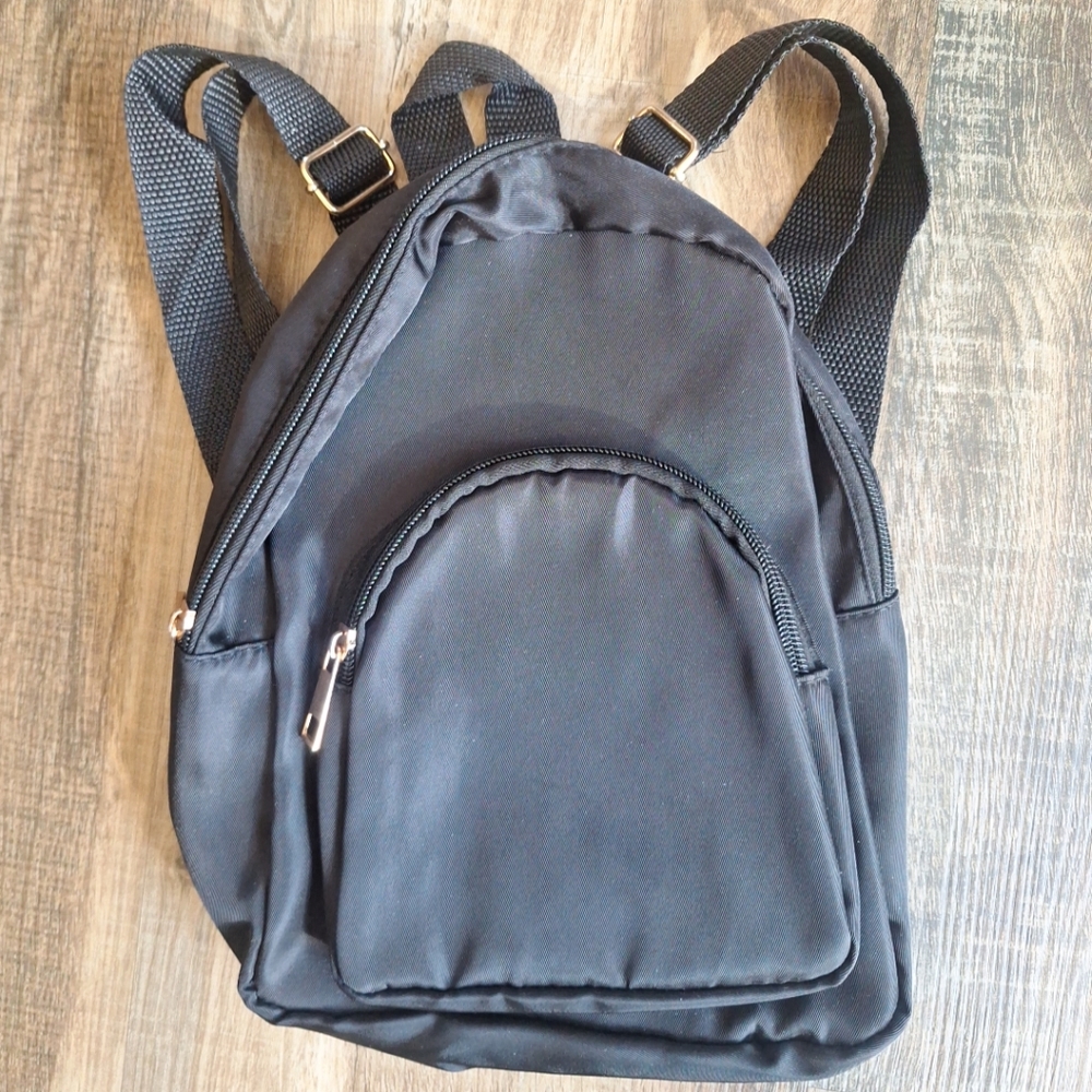 Solid Black Mini Backpack Purse - image 1